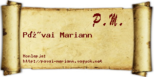 Pávai Mariann névjegykártya