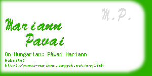mariann pavai business card