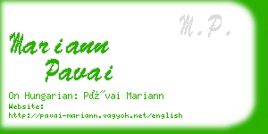 mariann pavai business card